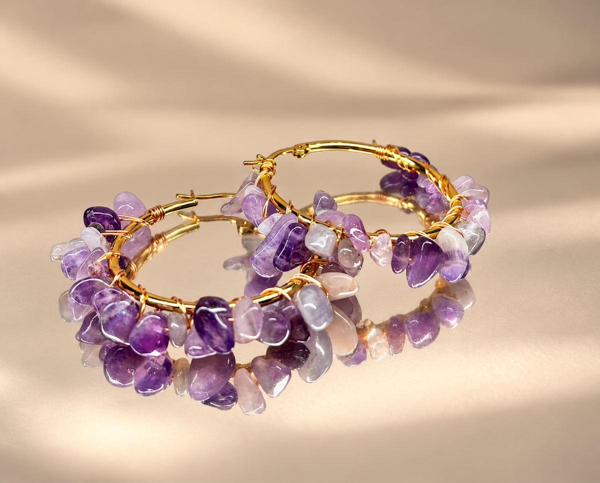 Amethyst Hoops