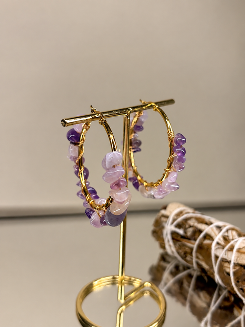 Amethyst Hoops