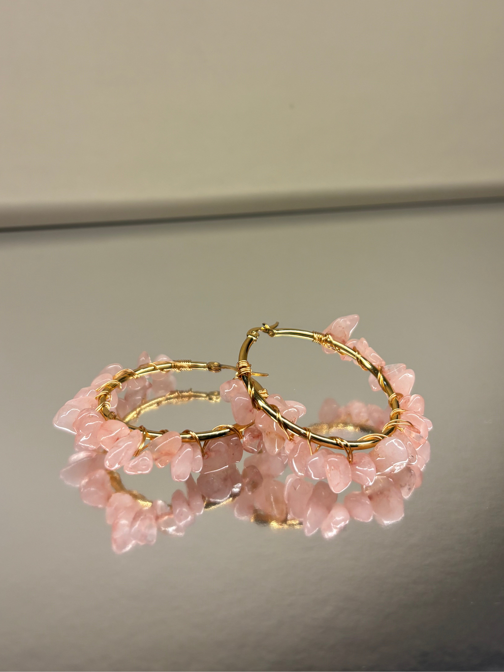 Rose Quartz Hoops
