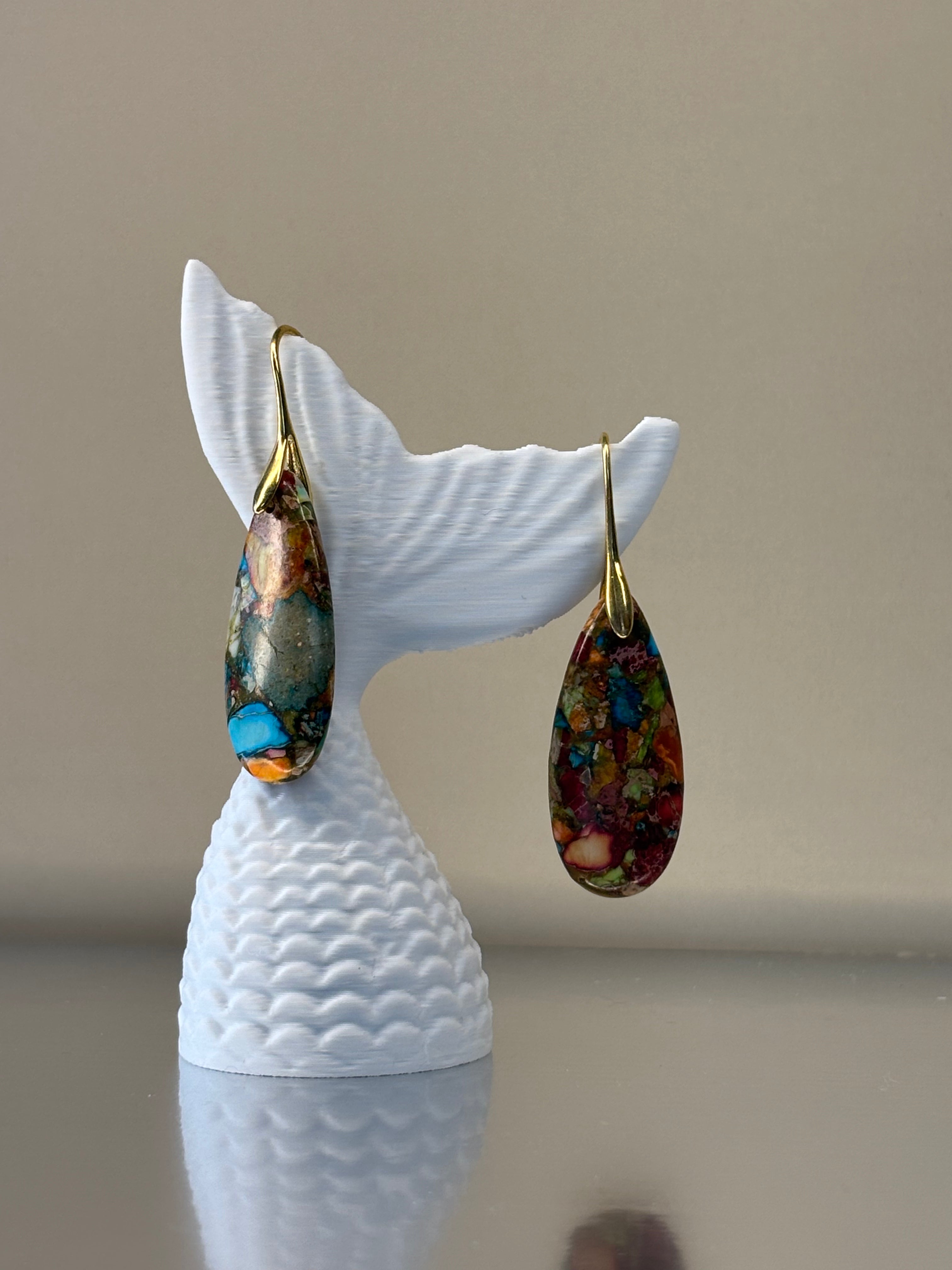 Multicolour Jasper Gemstone Earrings